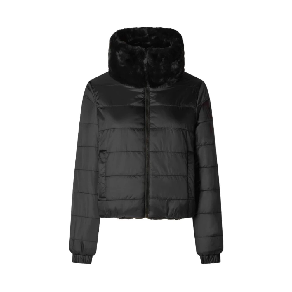 Save The Duck Fury19 Zwarte Bontjas Omkeerbaar Gewatteerd Black Dames