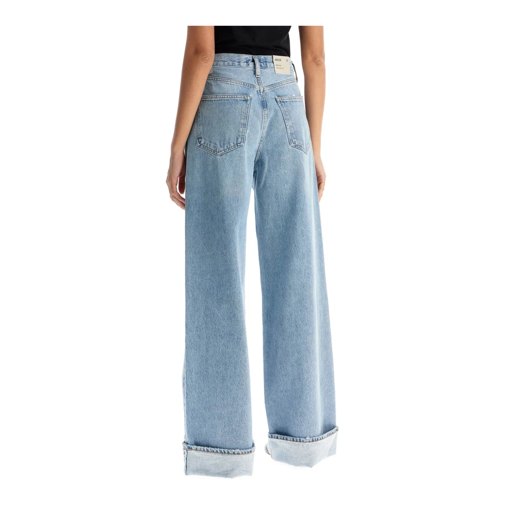 Agolde Wijde Pijp Distressed Denim Jeans Blue Dames