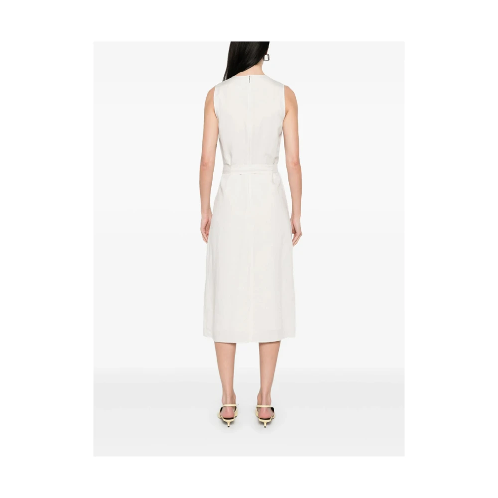 Calvin Klein Witte V-hals Jurk met Volledige Voering White Dames