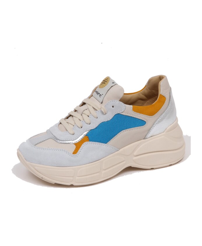 chaussure-cuir-sky-beige-argent-jaune-bleu