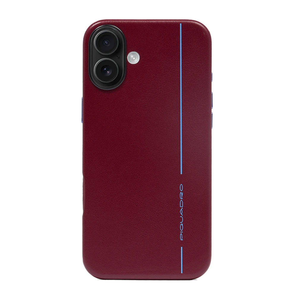 Piquadro Unisex Rouge Accessoires, Taille: One Size Housse De Téléphone En Cuir Pour Iphone 16 Plus