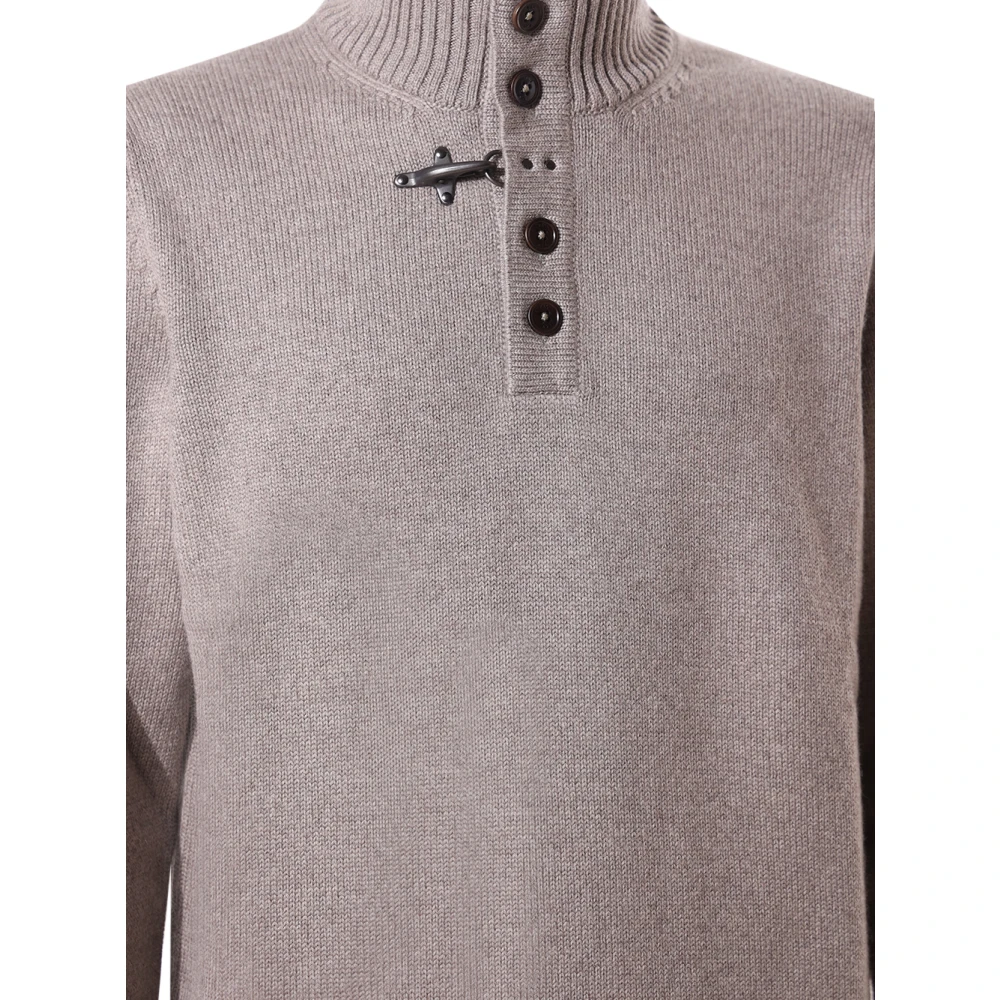 Fay Grijze Coltrui met Hoge Kraag en Knoopsluiting Gray Heren