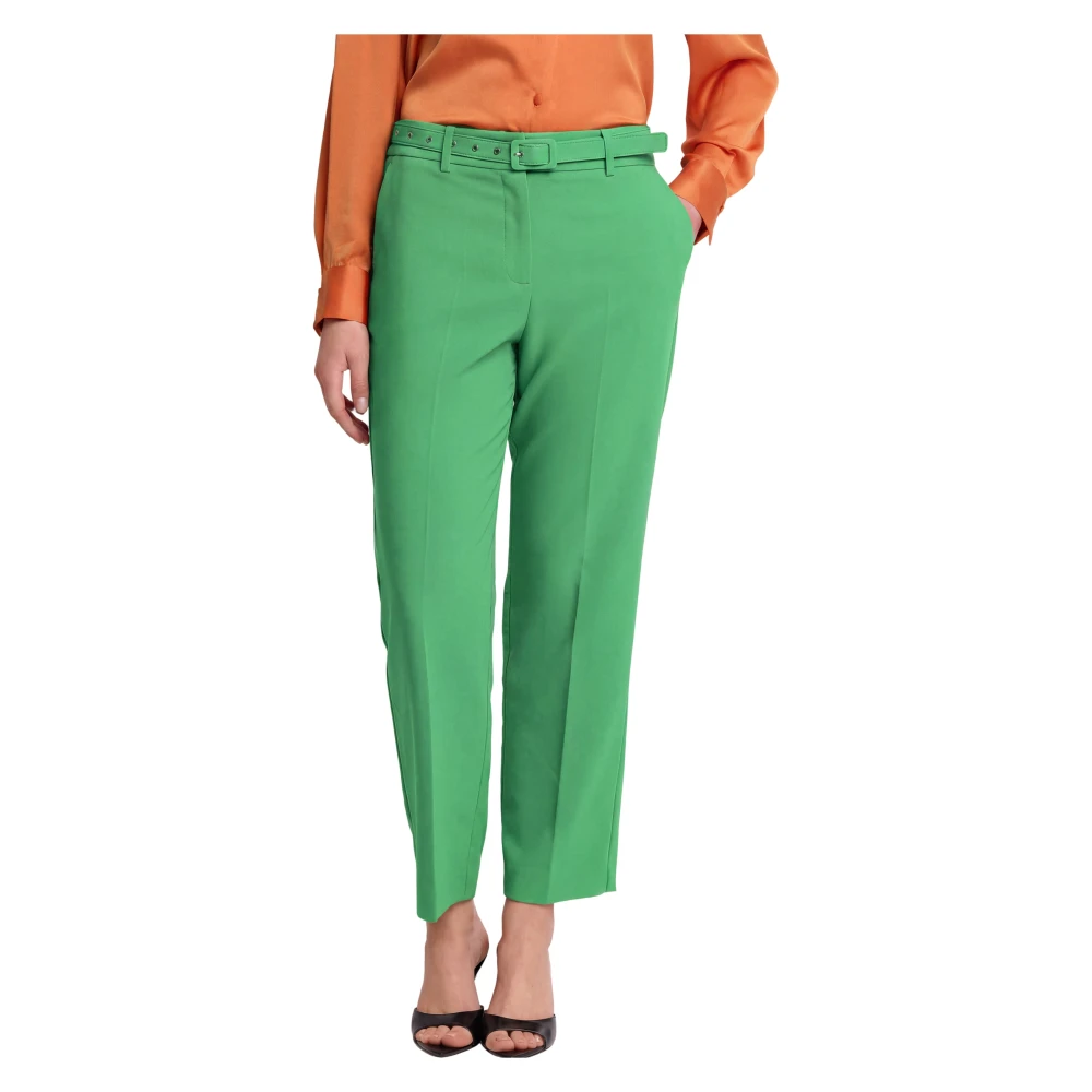 Kocca Green Sophisticated Monocolour Ankle Length Trousers - Female - Straight Trousers - Xs - Trousers
