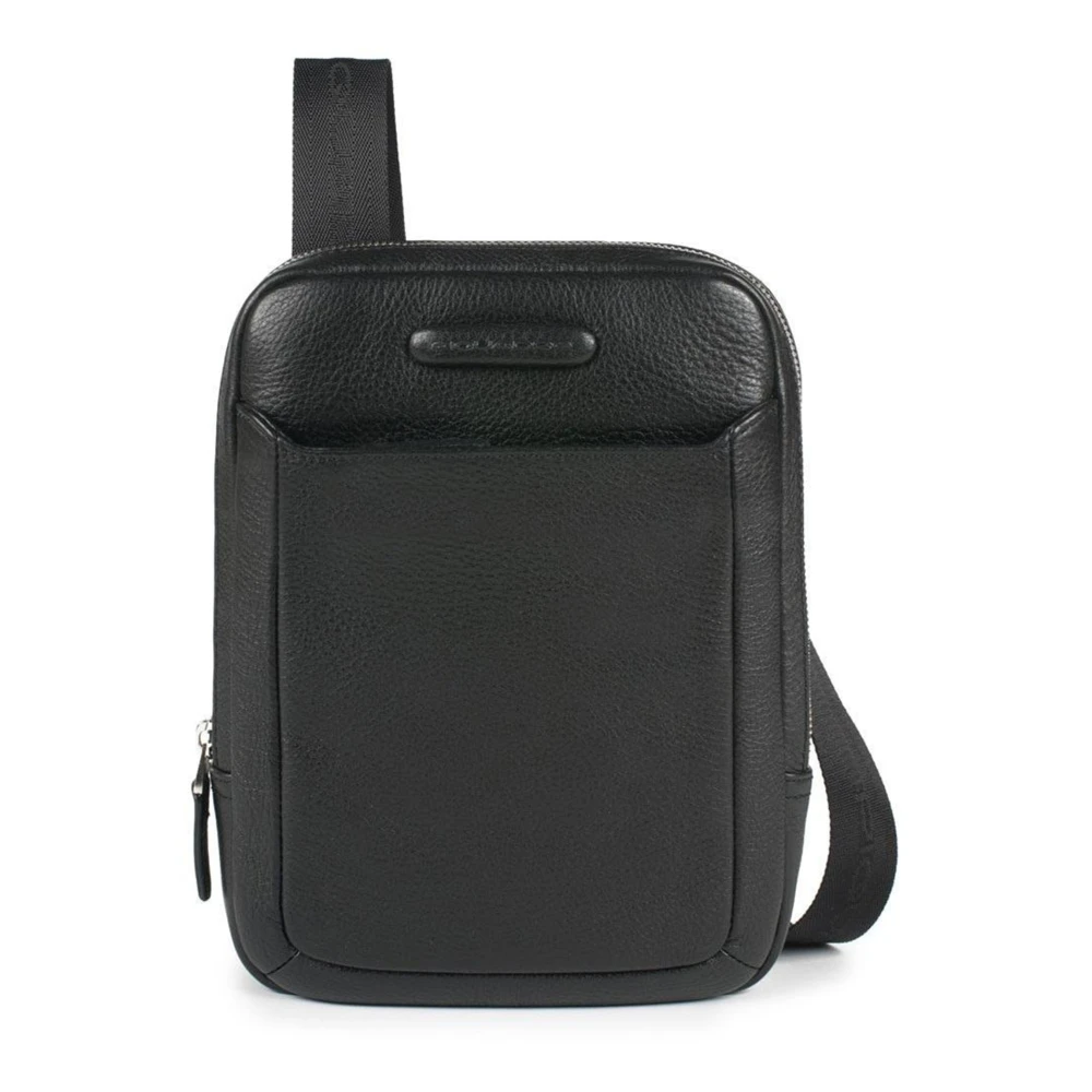 Piquadro Zwarte leren tas Eén Black Heren