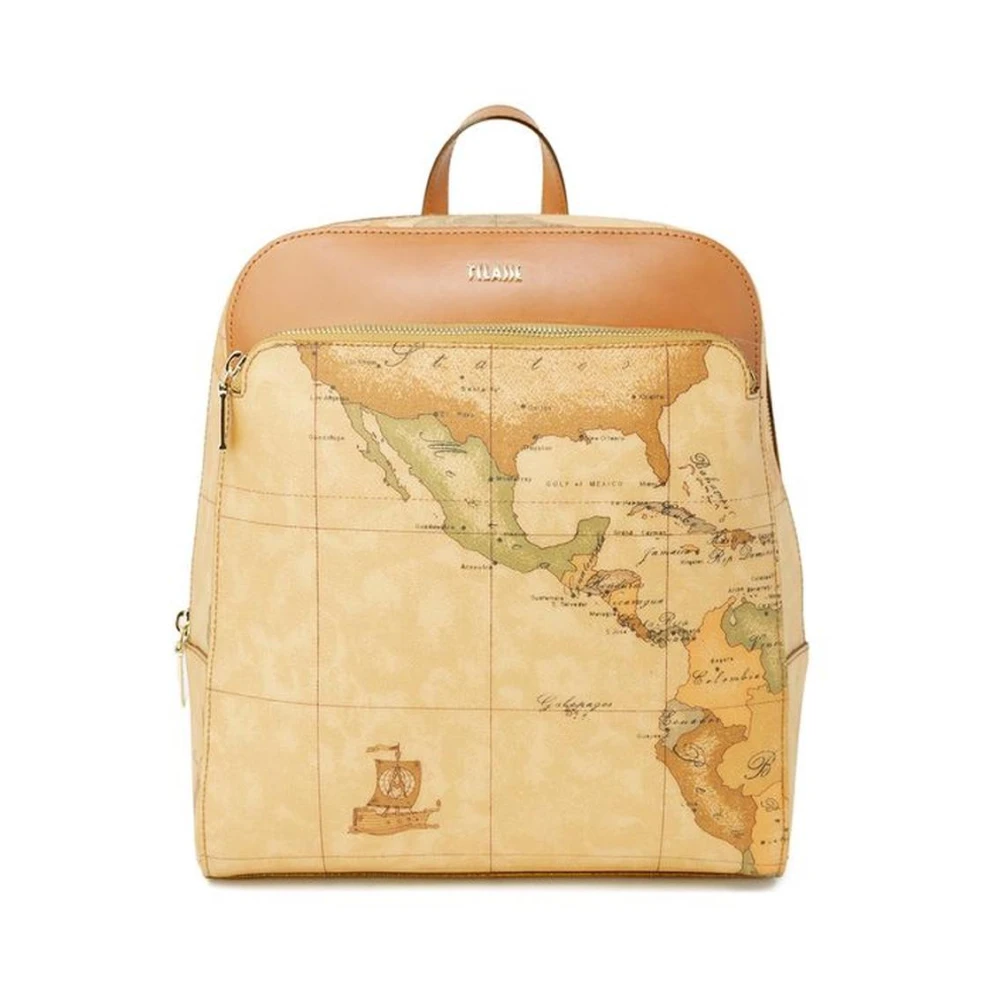 Alviero Martini 1a Classe Multi-Compartiment Leren Rugzak Beige Dames