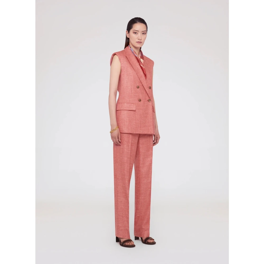 Agnona Mouwloos knoopvest met zakken Pink Dames