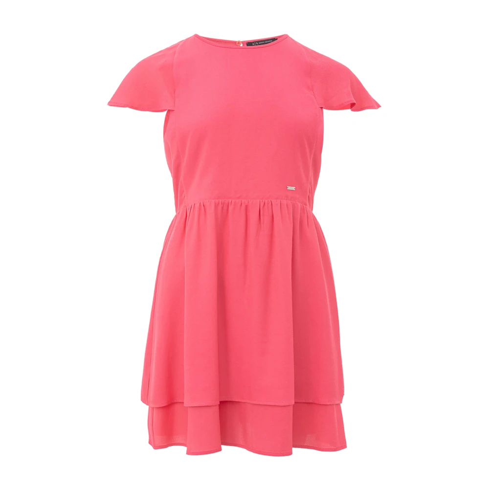 Armani Exchange Vrouw Roze Fuchsia Mini Jurk Met Ruche