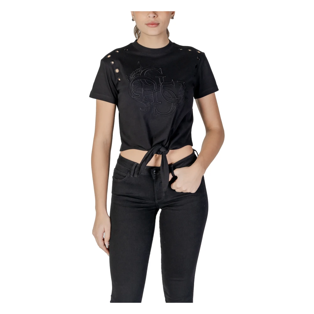Guess Katoenen Ronde Hals T-Shirt Black Dames