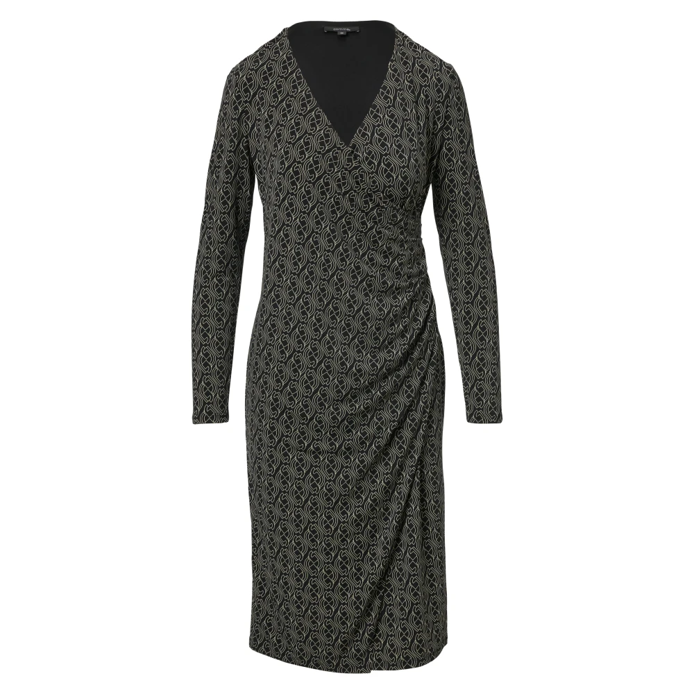 comma Gestreepte Wikkel Midi Jurk Black Dames