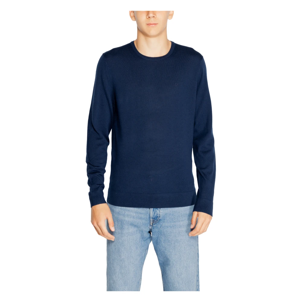 Calvin Klein Men's Blue Wool Crew Neck Sweater