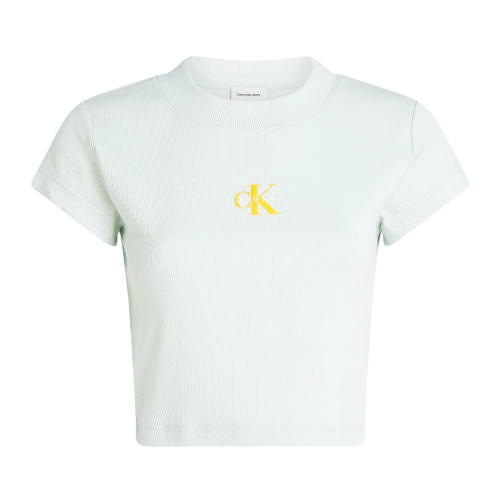 Calvin Klein Jeans Groene Ronde Hals T-Shirt voor Vrouwen Green Dames