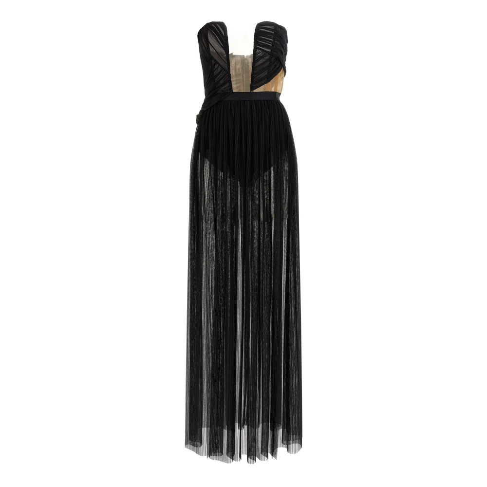 Nensi Dojaka Black Long Corsetto Draped Gown - Female - Gowns - S - Dresses