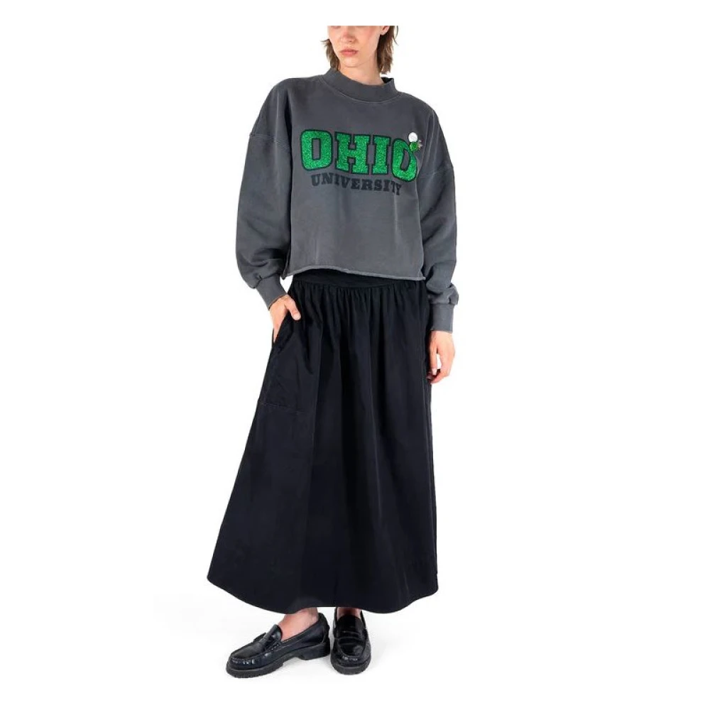Newtone Universiteitssweatshirt Groene Glitter Gray Dames