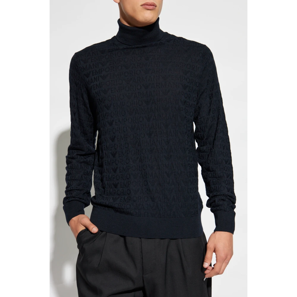 Emporio Armani Wollen coltrui met monogram Black Heren