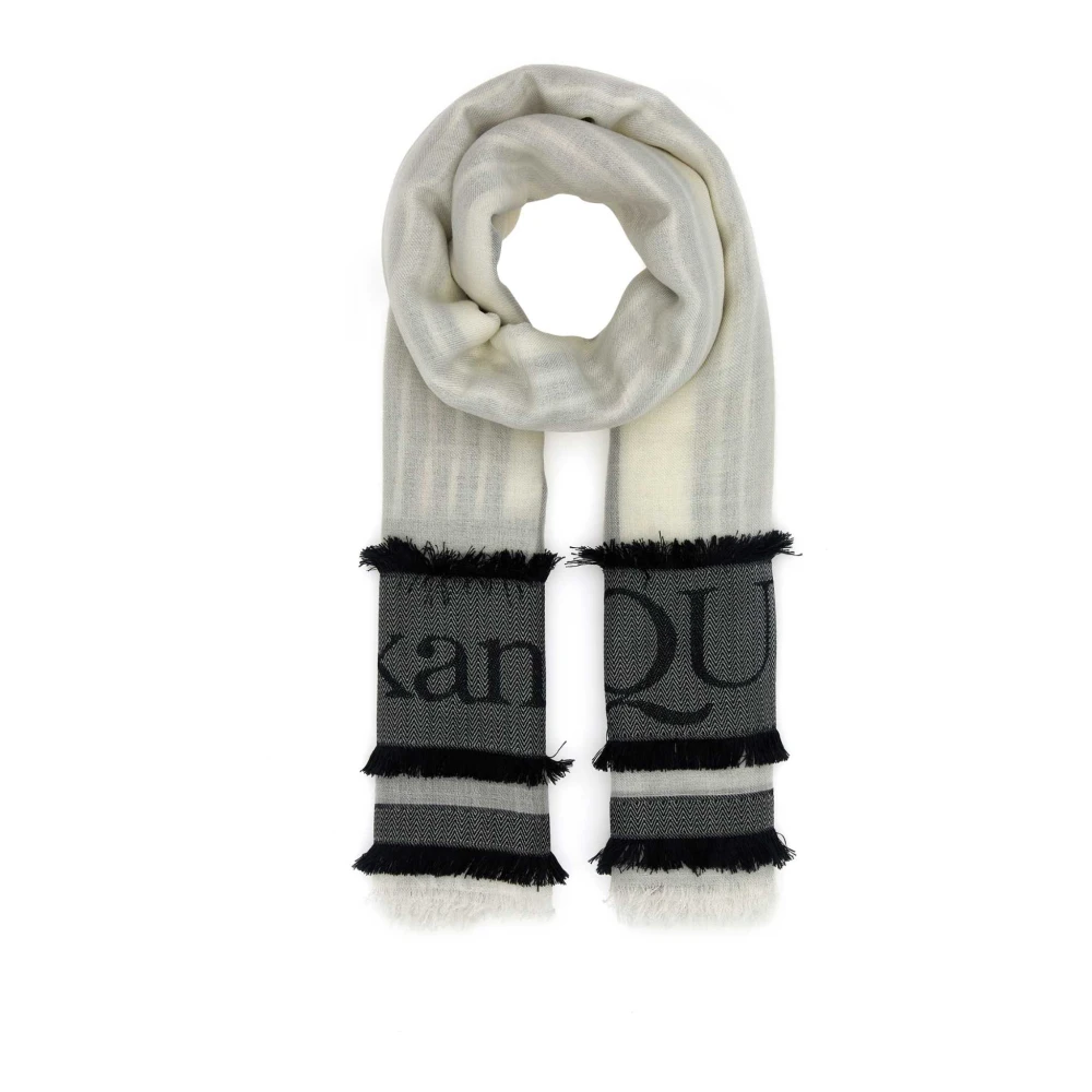 Alexander Mcqueen Multicolor Winter Scarves, Female, One Size, Ivory Wool Blend Foulard Scarf