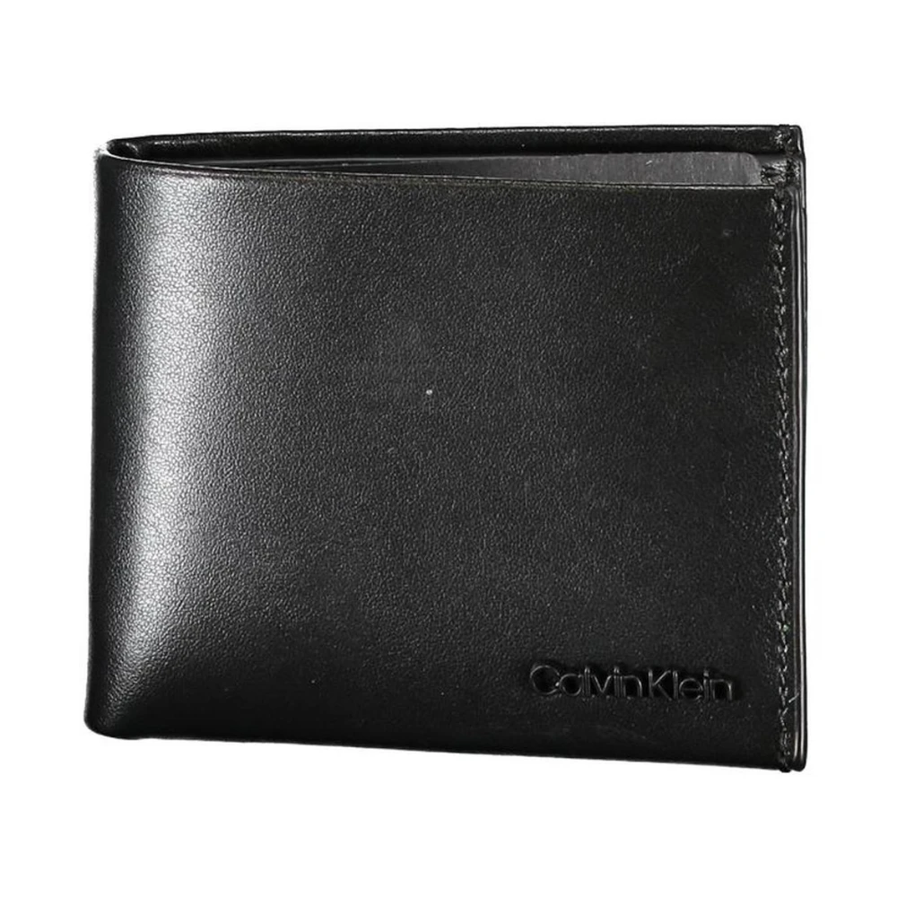 Calvin Klein RFID-Blocked Leren Portemonnee met Dubbele Ruimte Black Heren