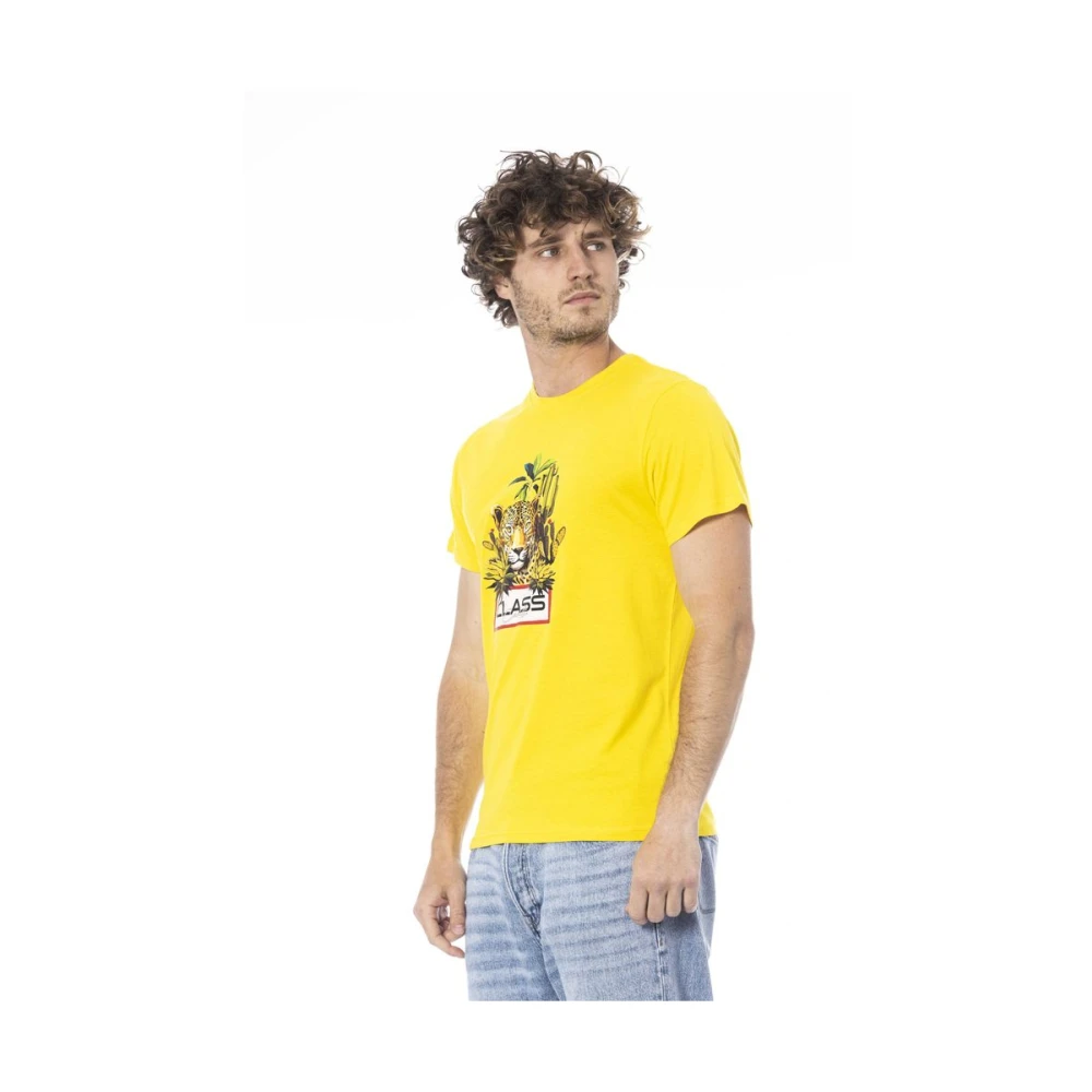 Cavalli Class Logo Print Ronde Hals T-Shirt Yellow Heren