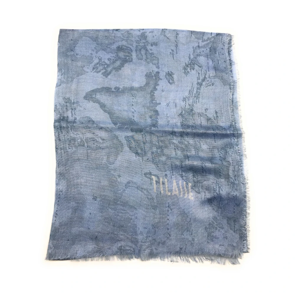 Alviero Martini 1a Classe Geo Lurex Sjaal Blue Dames