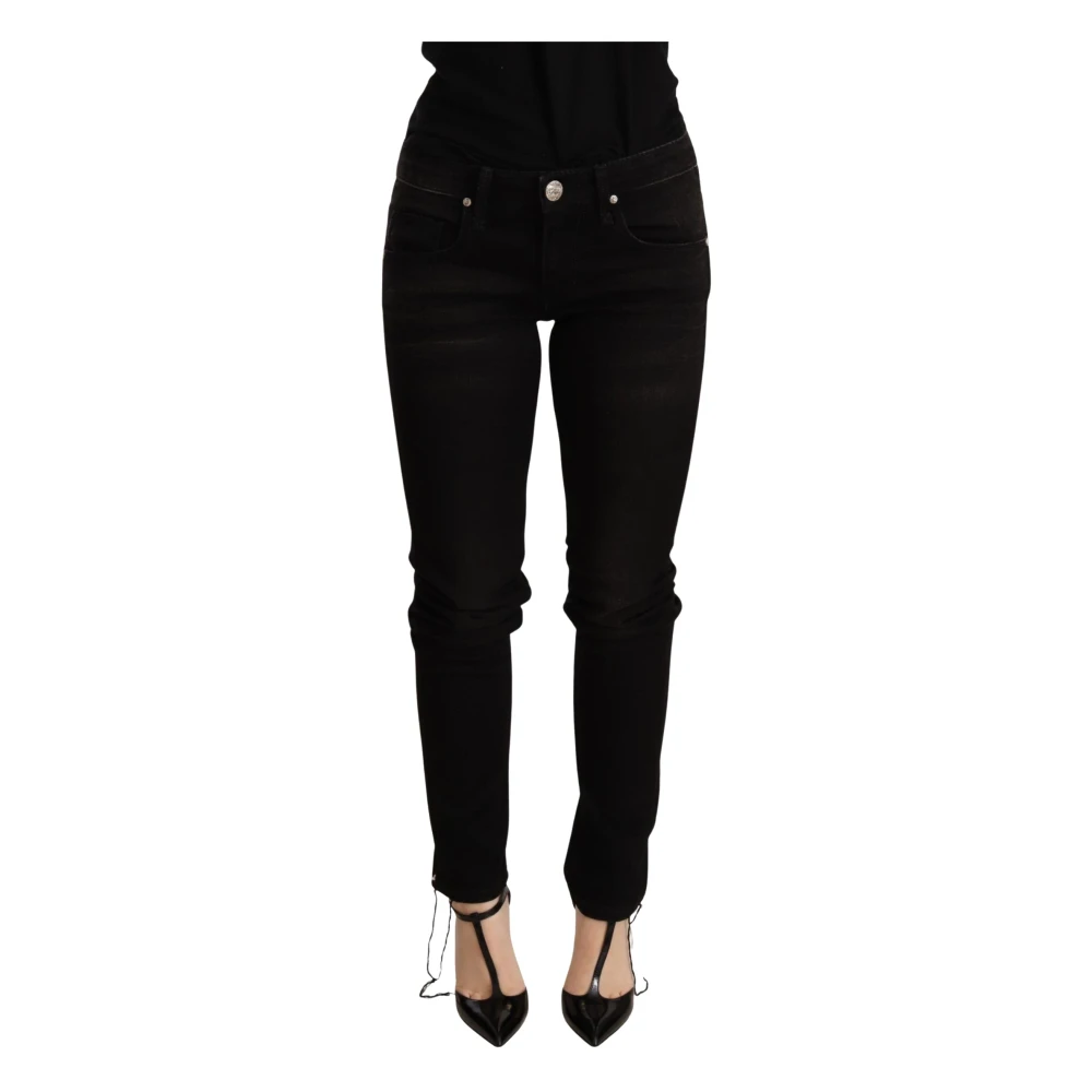 Acht Donna Nero Pantaloni Skinny In Denim A Vita Bassa