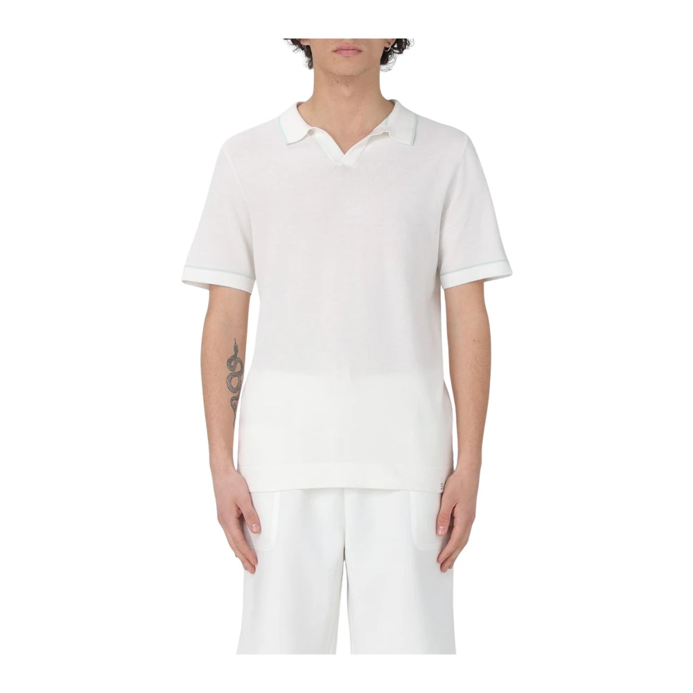 Peuterey Men's White Knitted Polo Shirt Short Sleeves