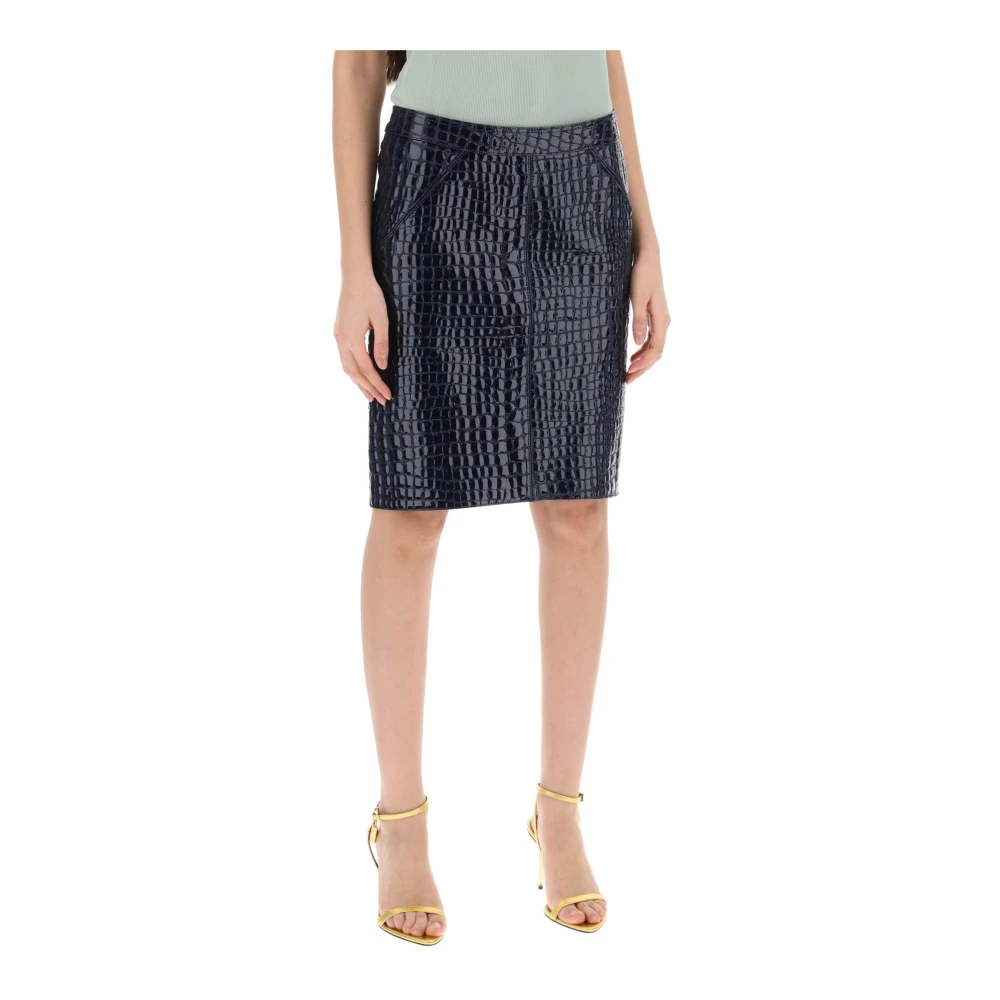 Tom Ford Leather Skirts Blue Dames