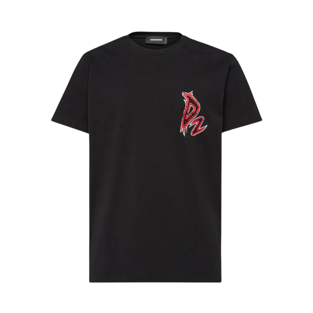 Dsquared2 Minimalistisch Grafisch Devil Print T-shirt Black Heren