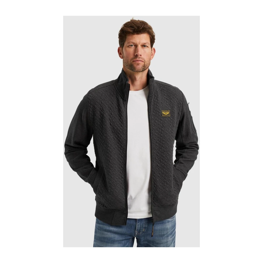 PME Legend Ritssluiting Jacquard Sweat Vest Gray Heren