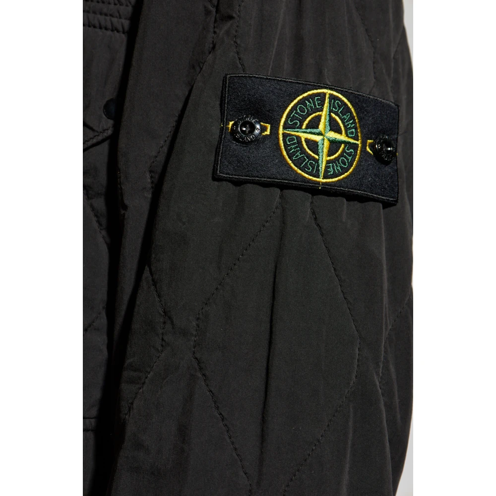 Stone Island Gewatteerde jas met logo Black Heren