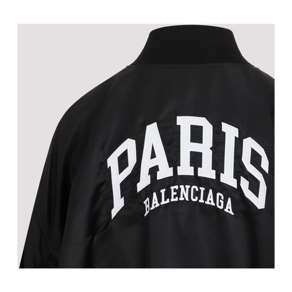 Balenciaga Paris Varsity Jacket in Zwart Black Dames