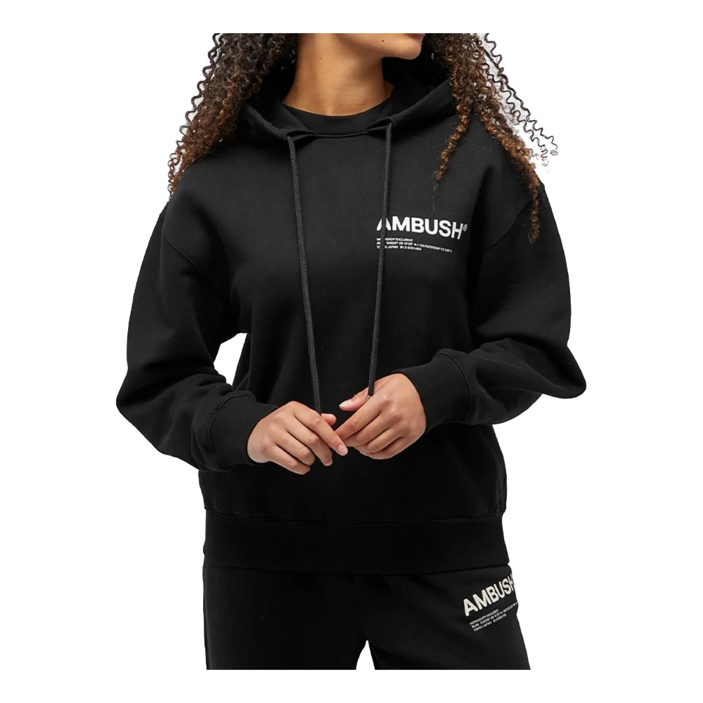 Ambush Zwarte Katoenen Sweatshirt met Capuchon Black Dames