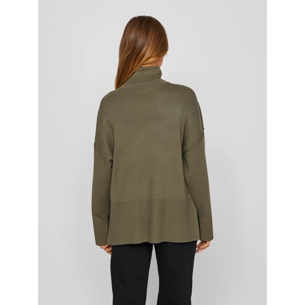 Vila Hoge hals trui lange mouw Green Dames