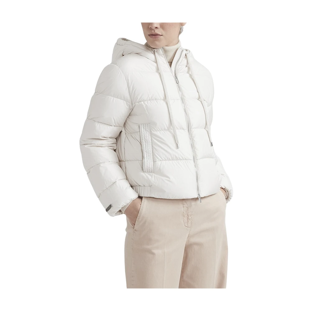PESERICO Korte gewatteerde donsjas met capuchon Beige Dames