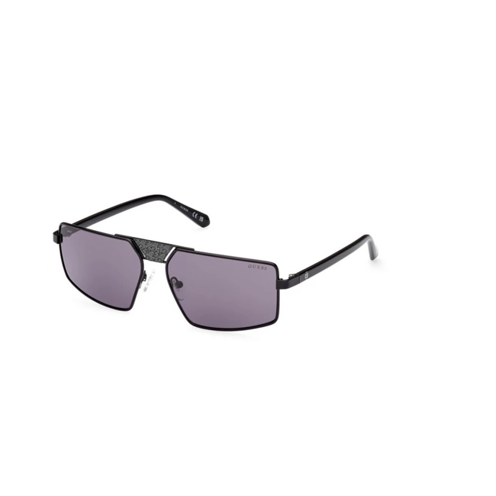 Guess Glanzend zwarte zonnebril met violette lenzen Black Unisex