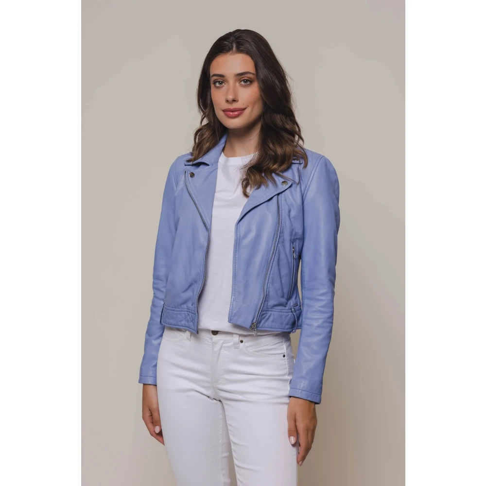 Rino&Pelle Leren Jas Blue Dames
