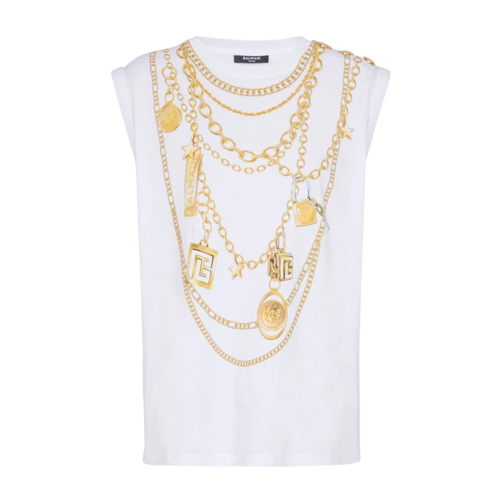 Balmain White Silk & Nylon T-Shirts And Polos - Female - Sleeveless Tops - Xs - Tops