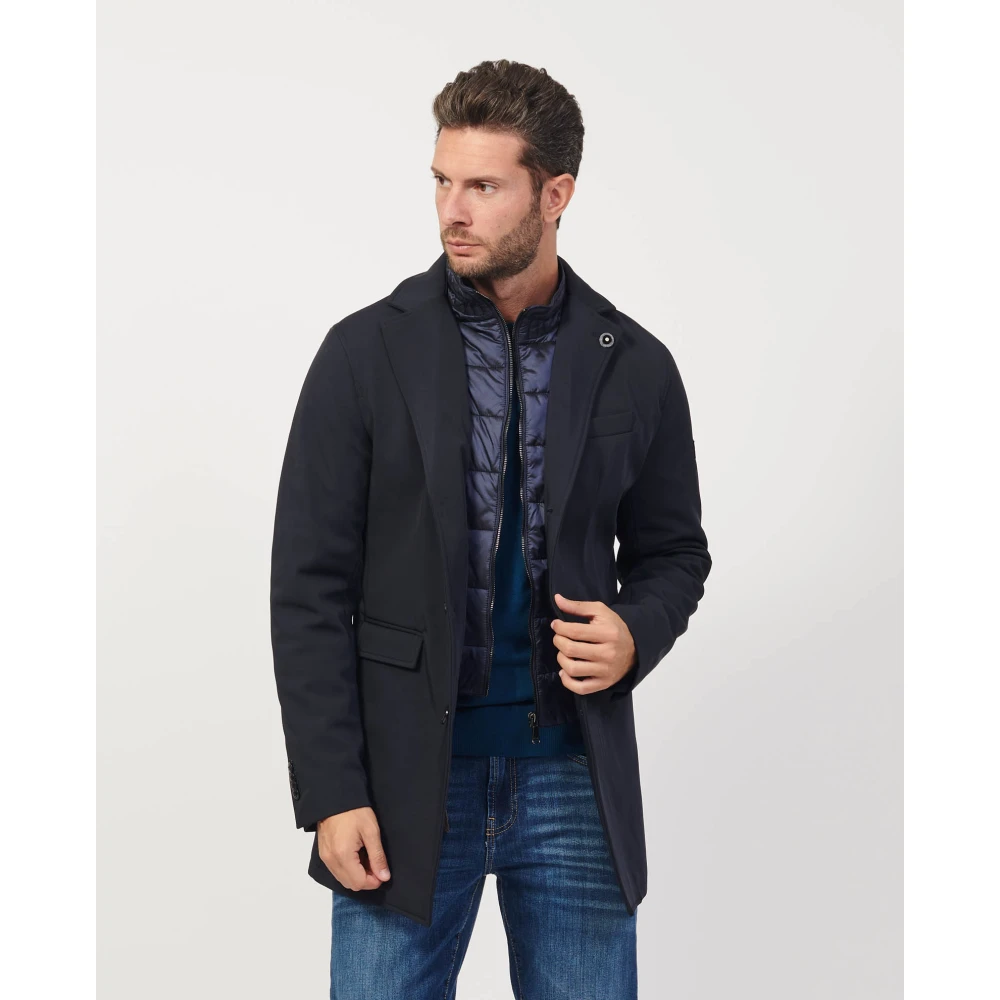 YES ZEE Elegante Blauwe Jas met Gewatteerd Binnenvest Blue Heren