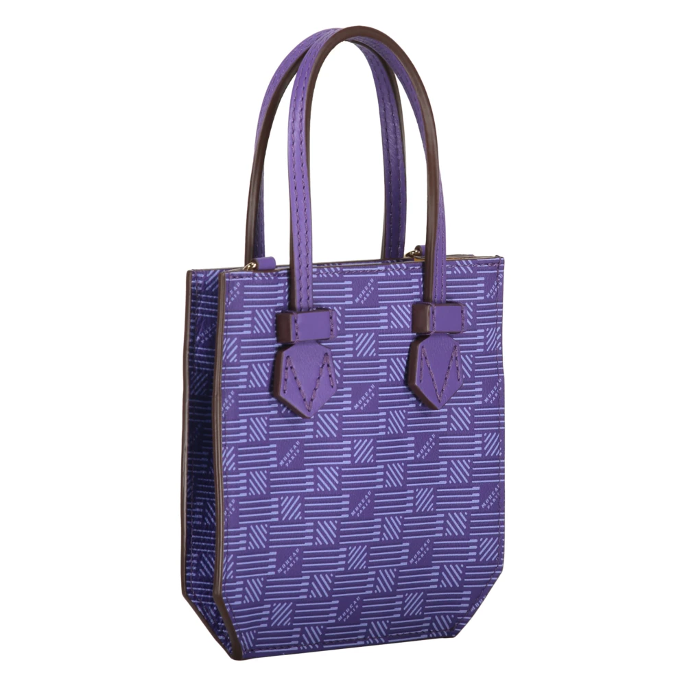 Moreau Paris Korrelig leren schoudertas met logo Purple Dames