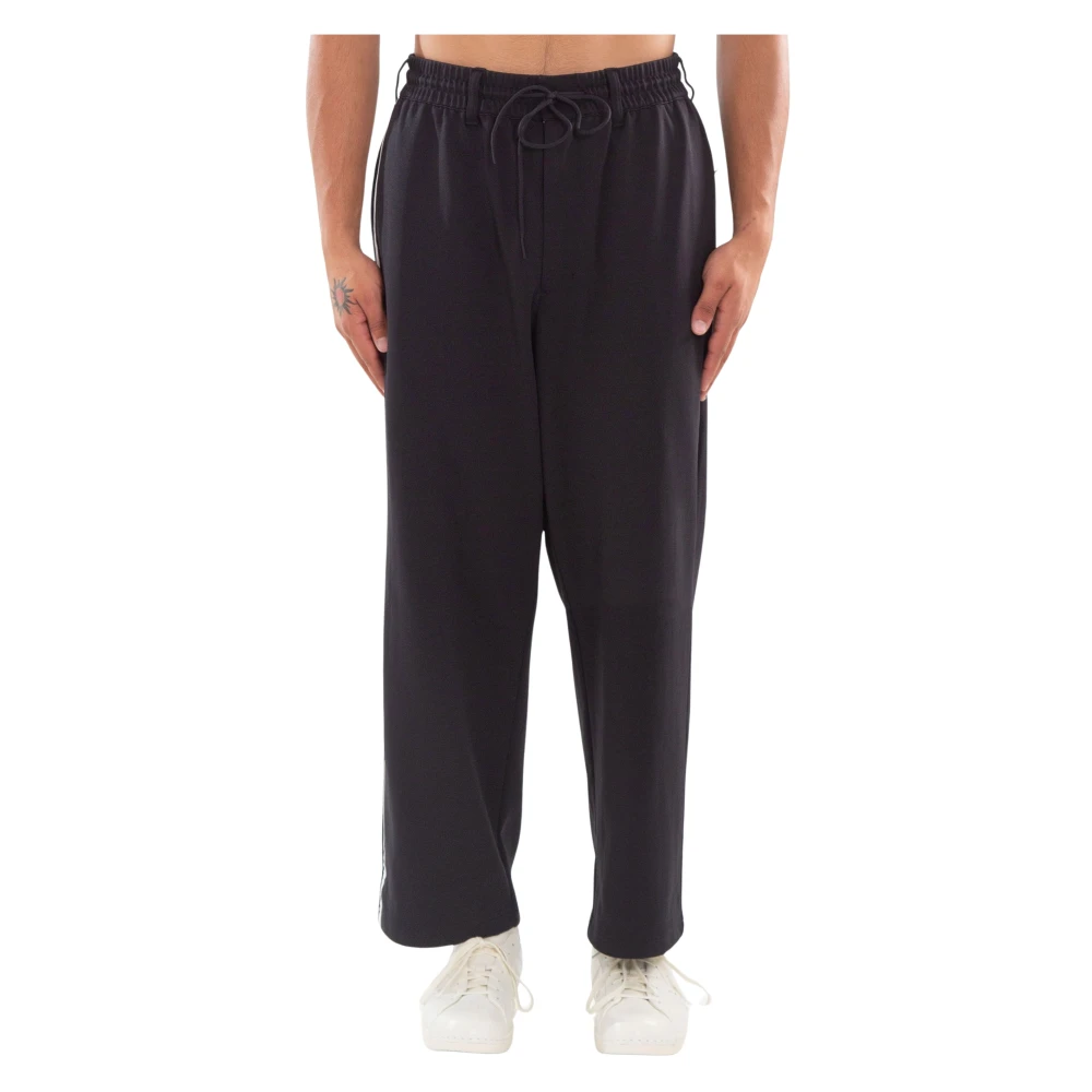 Y-3 Zwarte losse trackpants met 3 strepen Black Heren