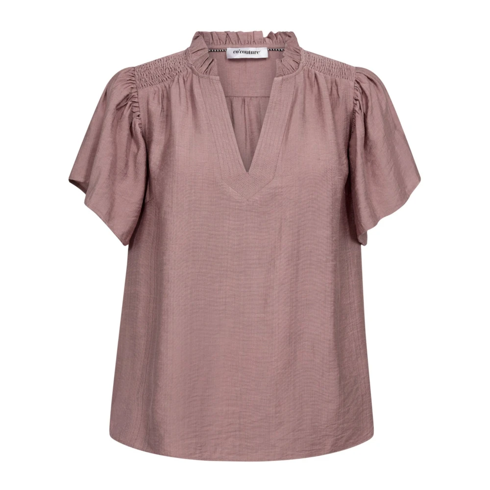 Co'couture Women's Pink Frill Top With Tie Neck - Feminine Silhouette - Blouses - M - Blouses & Shirts