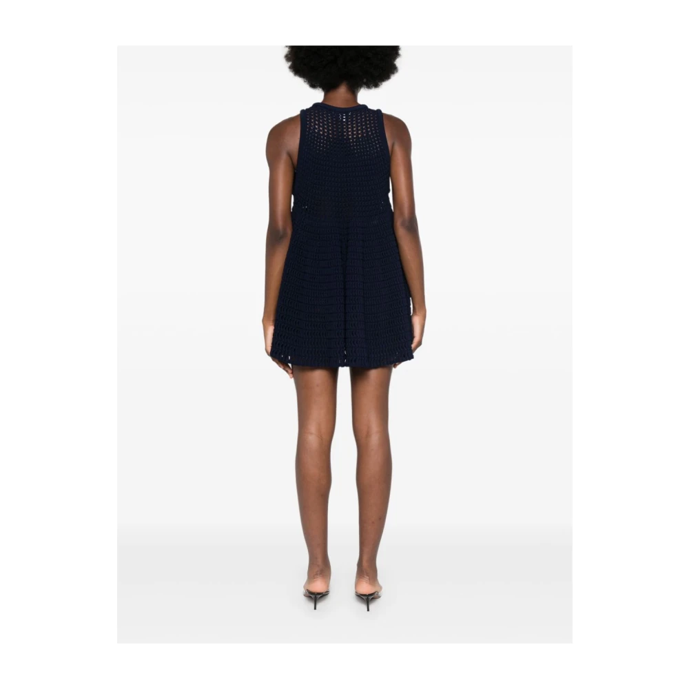 Alaïa Blauwe Gebreide Mini Jurk Blue Dames