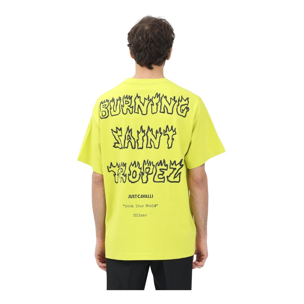 Just Cavalli Levendig T-shirt met korte mouwen Yellow Heren