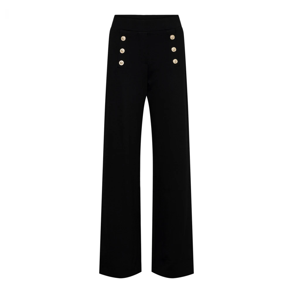 &Co Woman Zwarte Straight Broek met Details Black Dames