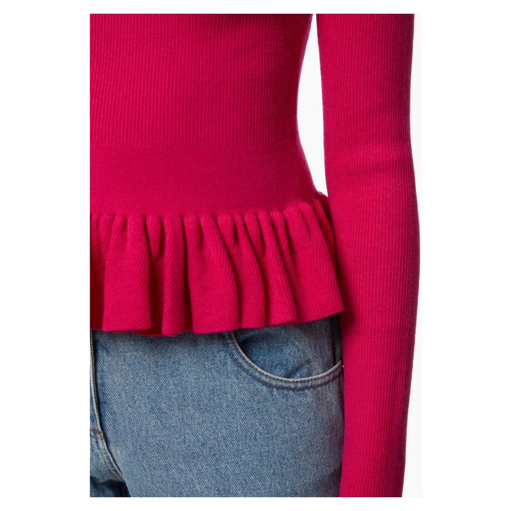 Nina Ricci Ruffle Peplum Sweater in Roze Pink Dames