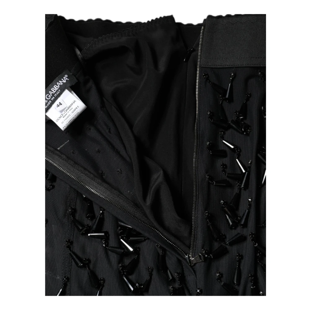 Dolce & Gabbana Zwarte versierde hoge taille midi-rok Black Dames