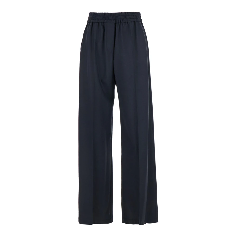 Brunello Cucinelli Femme Bleu Pantalons, Taille: 40 Fr Pantalon En Mélange De Laine À Taille Élastique