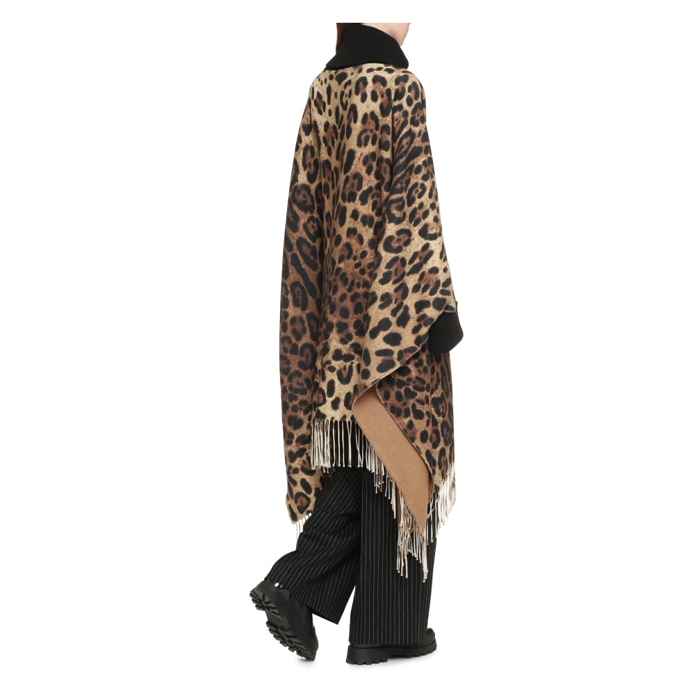 Dolce & Gabbana Dierenprint Kasjmier Wol Poncho Multicolor Dames