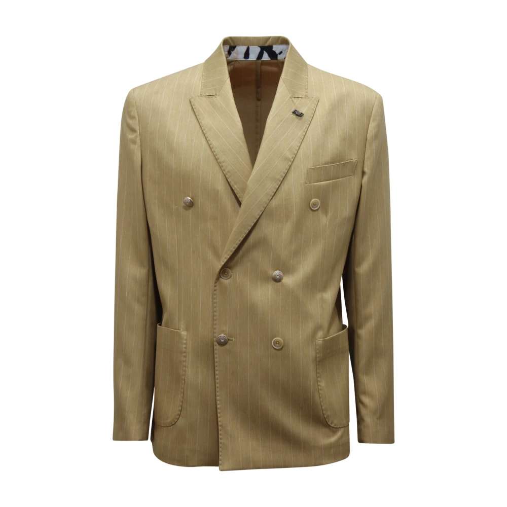 Bob Yellow Blazers, Male, Xl, Suit401 Double-Breasted Pinstripe Suit