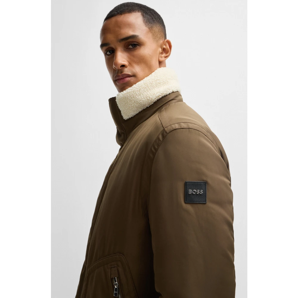 Boss Aviatorjas met bontkraag Bruin Brown Heren