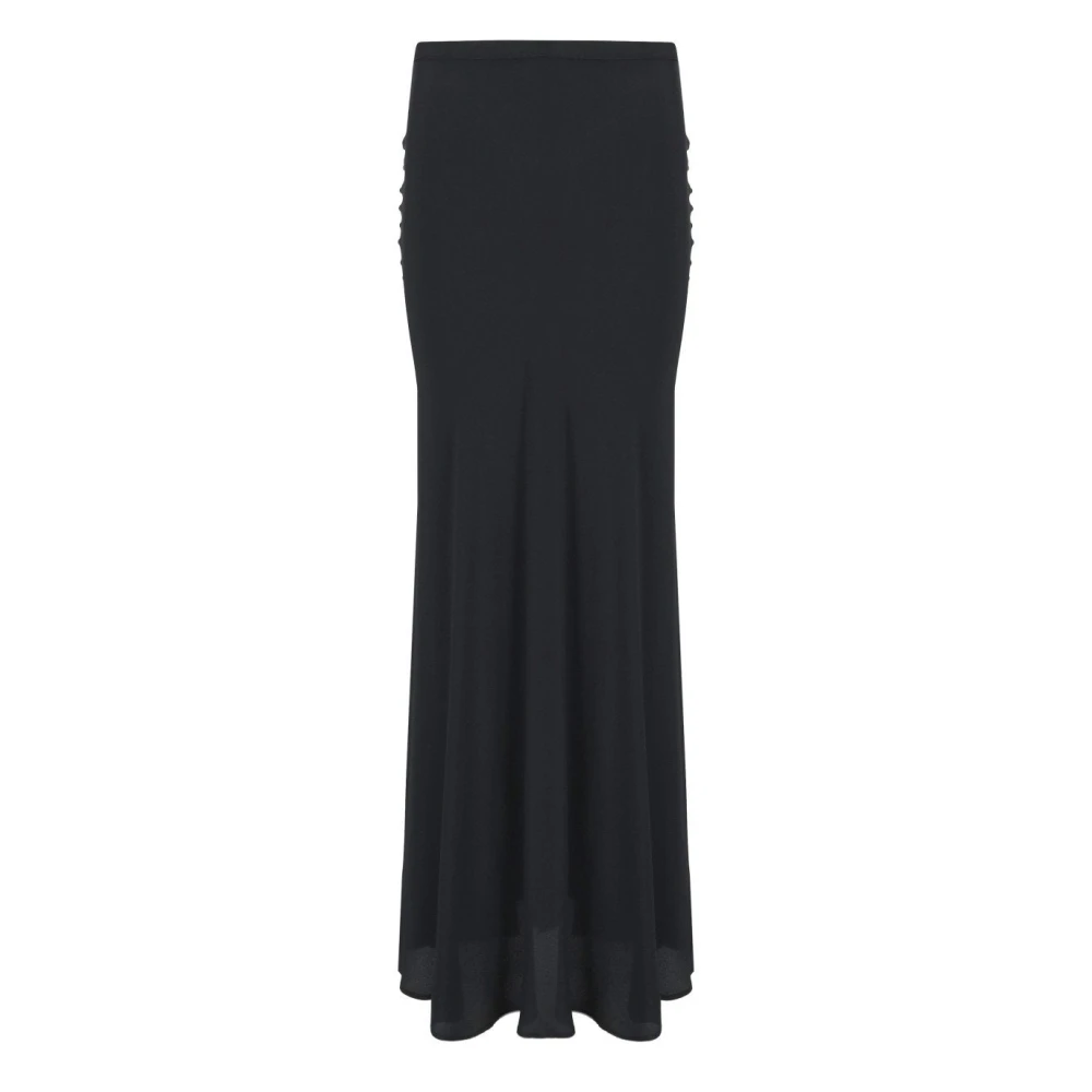 Federica Tosi Women's Black Crêpe Long Skirt With Pleats - Maxi Skirts - M - Skirts