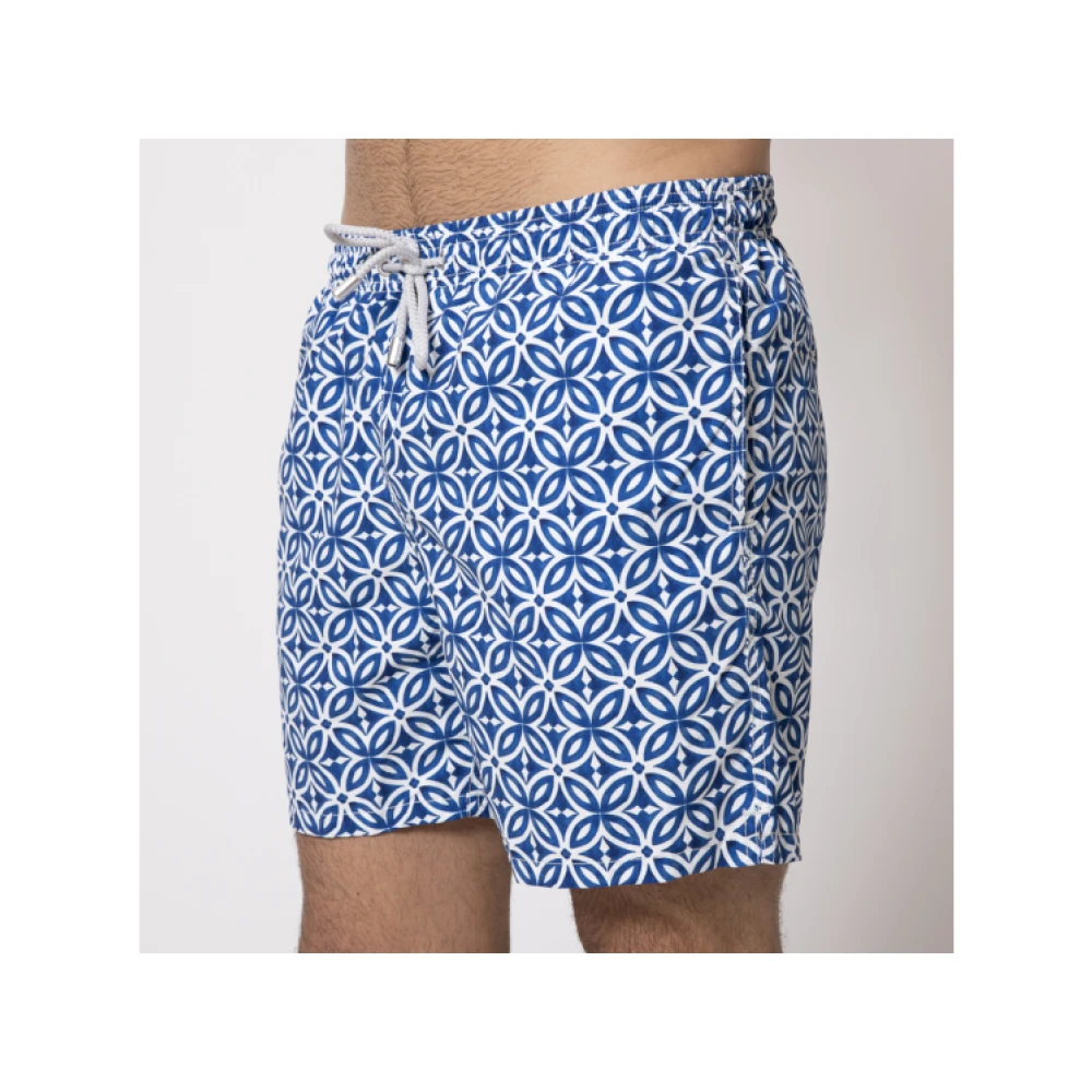 MC2 Saint Barth Geometrisch Navy Blauw Badkleding Gustavia Model Blue Heren